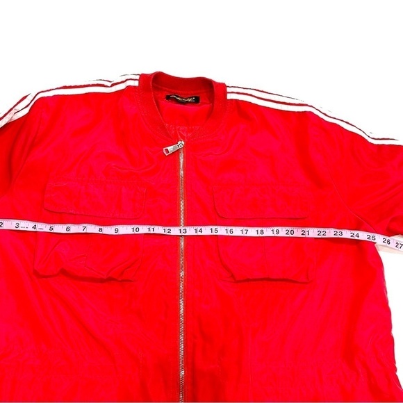 Vintage Mega Wear Mens Red White Stripe Windbreaker Track Jacket - Picture 6 of 12